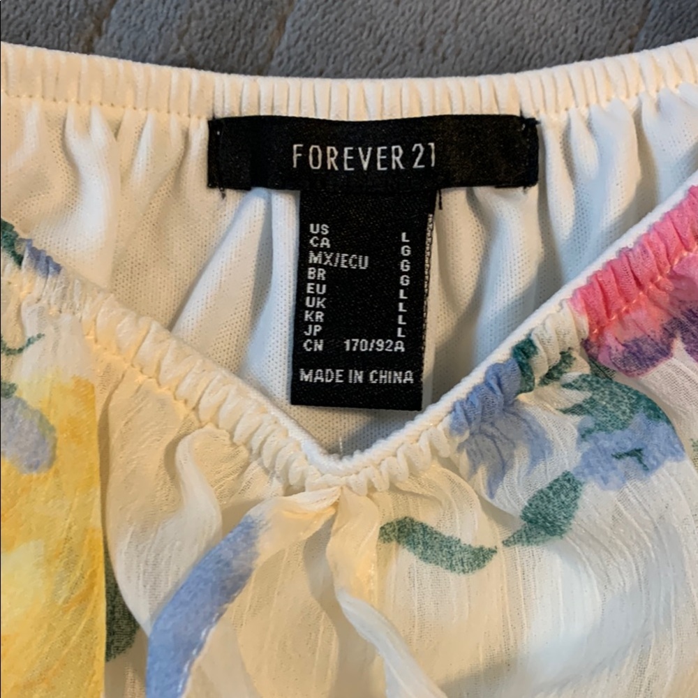 Forever 21 Yellow and Pink Ruffled Crop Blouse - Picture 2 of 7